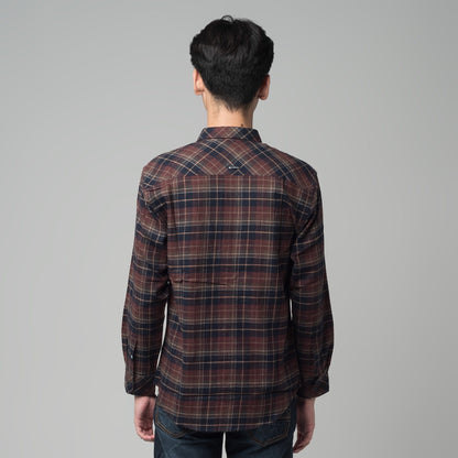 Benhill Kemeja Pria Flannel Lengan Panjang Kotak Maroon 29280-31533