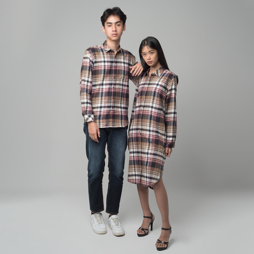 Benhill Kemeja Tunik Flannel Wanita Kotak Maroon 1181-11435