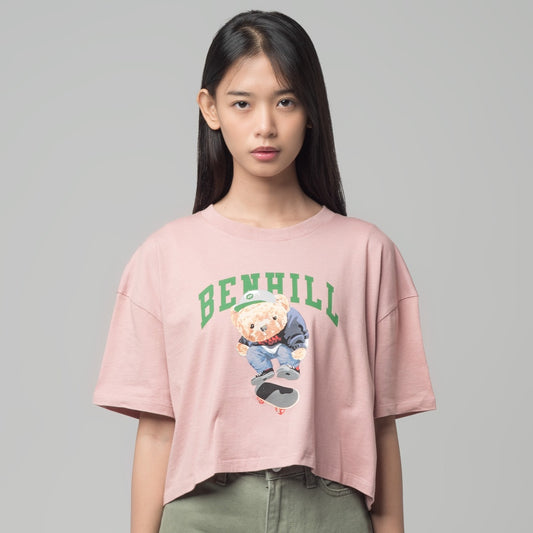 Benhill T-shirt Crop Top Oversized Dusty Pink 613-29J86