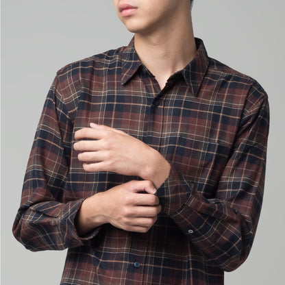 Benhill Kemeja Pria Flannel Lengan Panjang Kotak Maroon 29280-31533