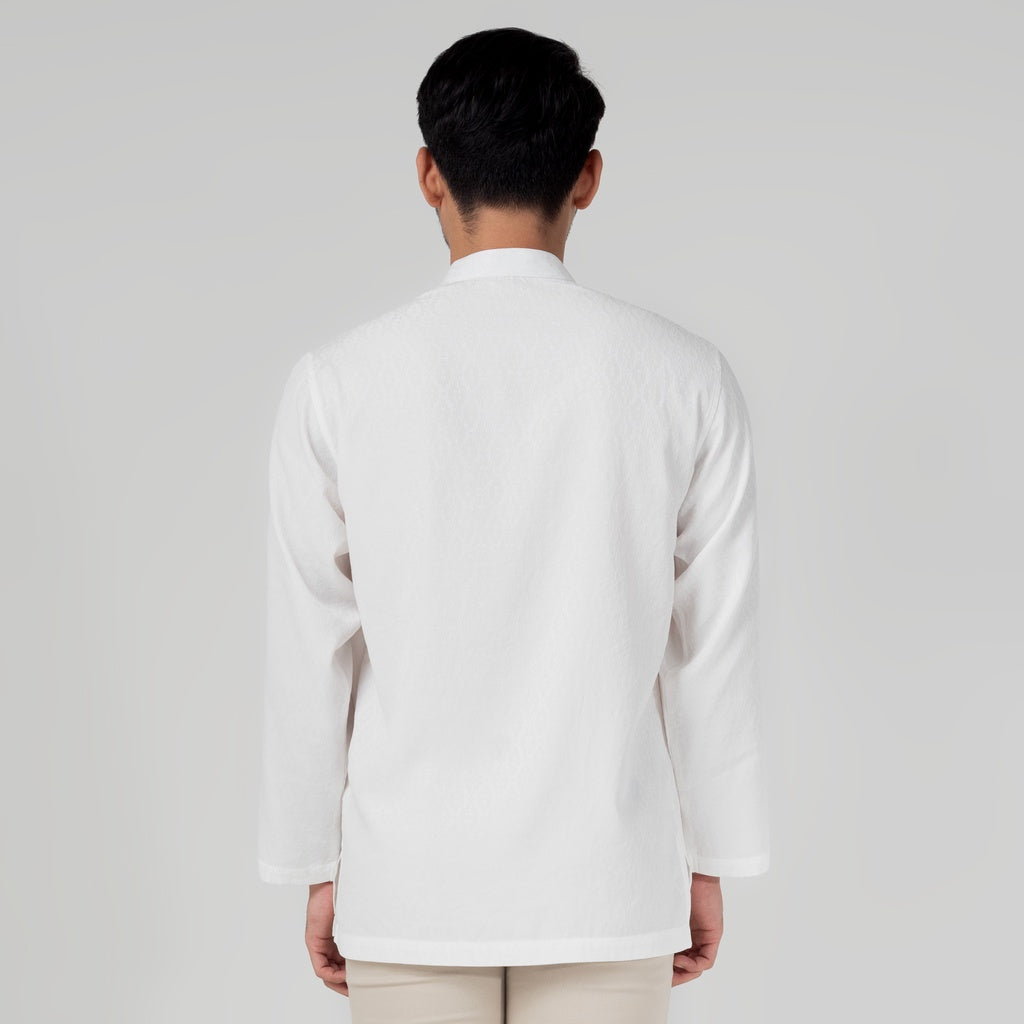 Benhill Kemeja Koko Pria "Tenun Sultan" Cotton Dobby Lengan Panjang White 29233-34-36109
