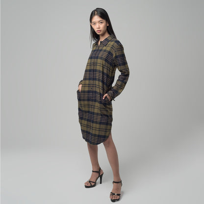 Benhill Kemeja Tunik Flannel Wanita Kotak Hijau 1166-11735