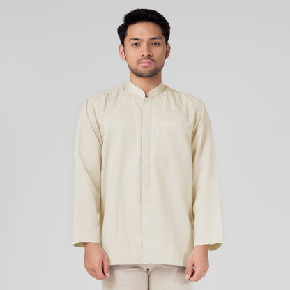 Benhill Kemeja Koko Pria "Tenun Sultan" Cotton Dobby Lengan Panjang Beige 29235-36-36909