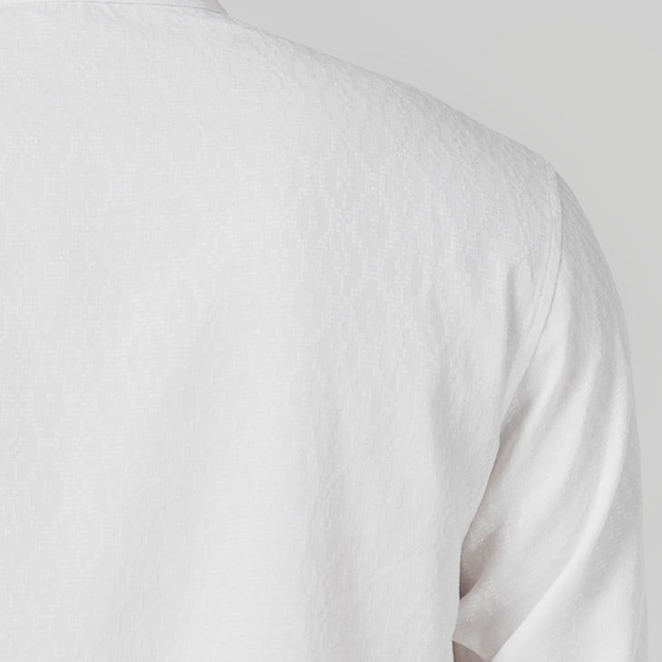 Benhill Kemeja Koko Pria "Tenun Sultan" Cotton Dobby Lengan Panjang White 29233-34-36109