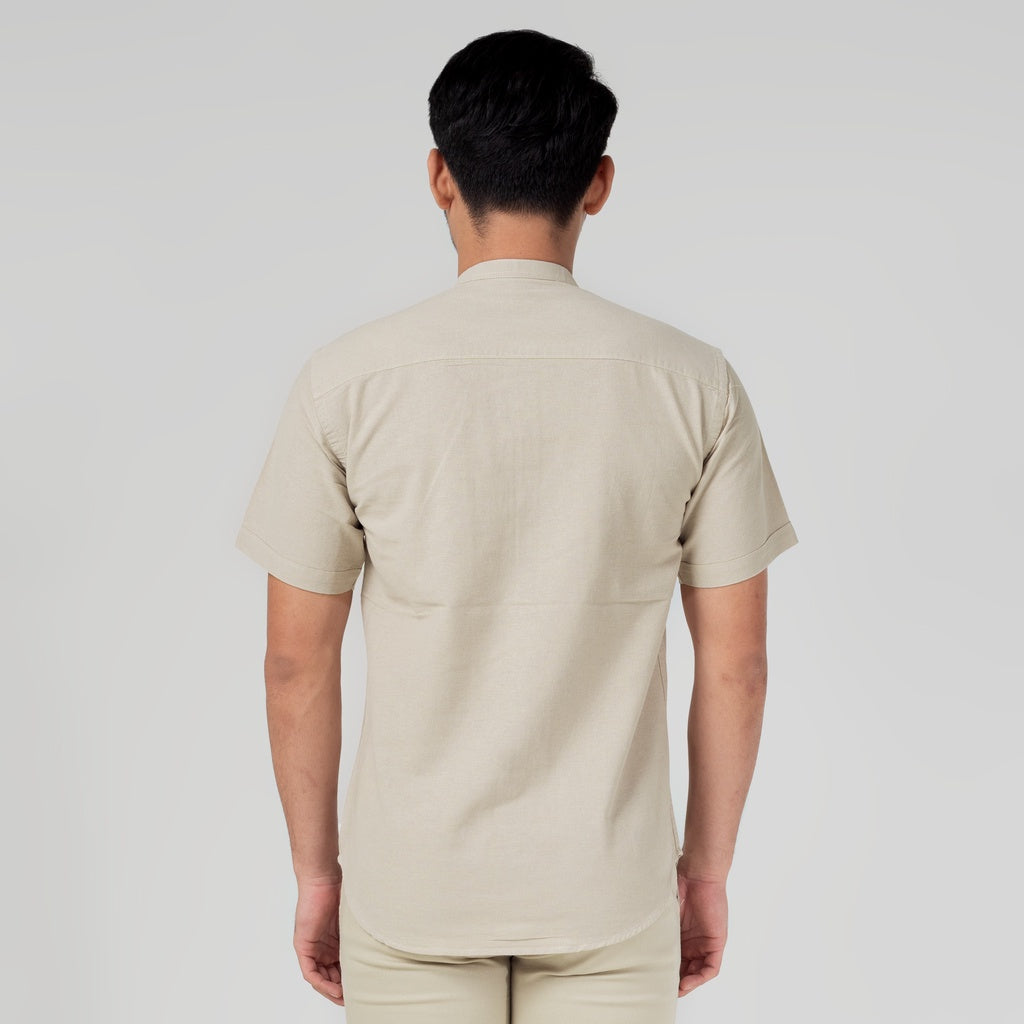 Benhill Kemeja Koko Pria Linen Polos Lengan Pendek Cream 28151-16910