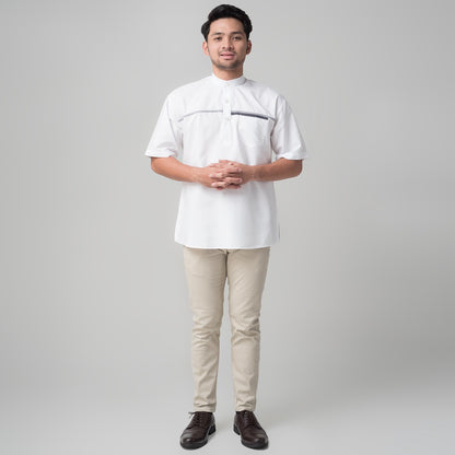 Benhill Kemeja Pria Koko Qurta Lengan Pendek Putih 29951-3211H