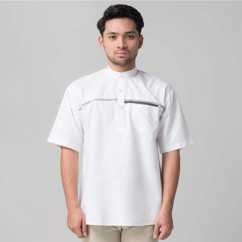 Benhill Kemeja Pria Koko Qurta Lengan Pendek Putih 29951-3211H