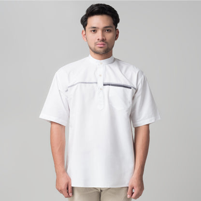 Benhill Kemeja Pria Koko Qurta Lengan Pendek Putih 29951-3211H
