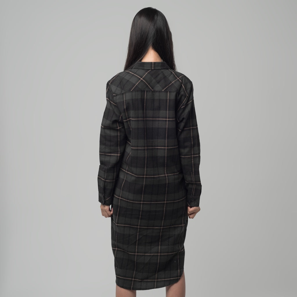 Benhill Kemeja Tunik Flannel Wanita Kotak Abu 1167-11635