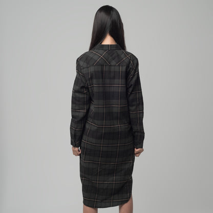 Benhill Kemeja Tunik Flannel Wanita Kotak Abu 1167-11635