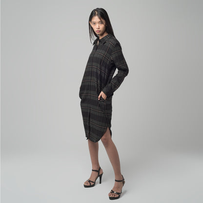 Benhill Kemeja Tunik Flannel Wanita Kotak Abu 1167-11635
