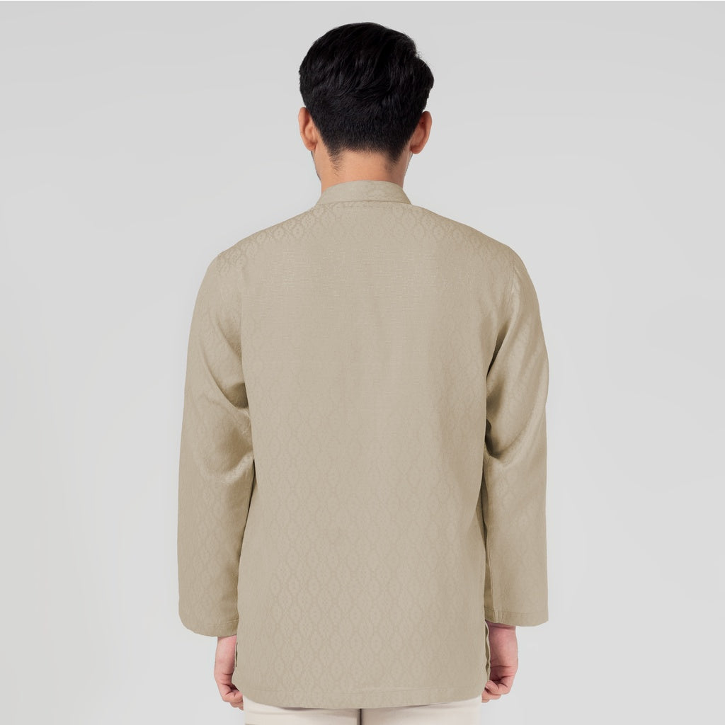 Benhill Kemeja Koko Pria "Tenun Sultan" Cotton Dobby Lengan Panjang Taupe 29237-38-36509