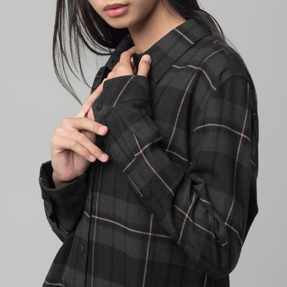 Benhill Kemeja Tunik Flannel Wanita Kotak Abu 1167-11635