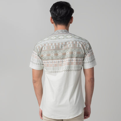 Benhill Kemeja Koko Pria Cotton Printing Lengan Pendek Dusty Green 29814-46710