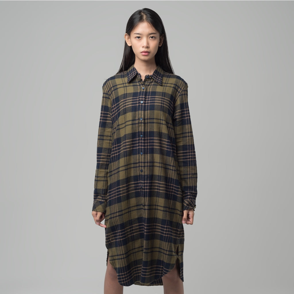 Benhill Kemeja Tunik Flannel Wanita Kotak Hijau 1166-11735