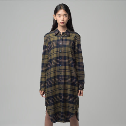 Benhill Kemeja Tunik Flannel Wanita Kotak Hijau 1166-11735