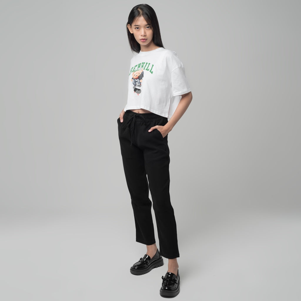 Benhill "Haru" Celana Wanita Tapered Pinggang Karet Black A146-A147-1920V