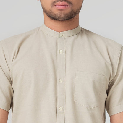 Benhill Kemeja Koko Pria Linen Polos Lengan Pendek Cream 28151-16910