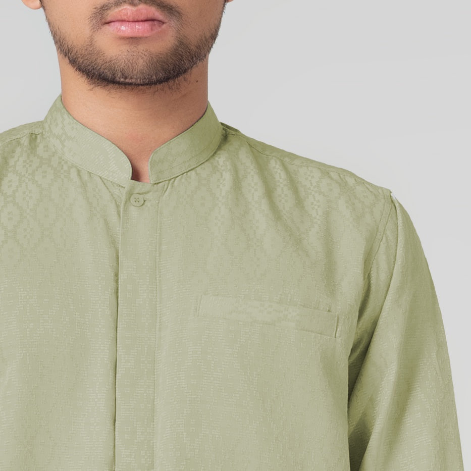Benhill Kemeja Koko Pria "Tenun Sultan" Cotton Dobby Lengan Panjang Sage Green 29251-52-36709