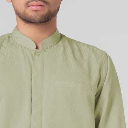 Benhill Kemeja Koko Pria "Tenun Sultan" Cotton Dobby Lengan Panjang Sage Green 29251-52-36709