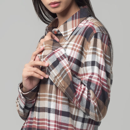 Benhill Kemeja Tunik Flannel Wanita Kotak Maroon 1181-11435