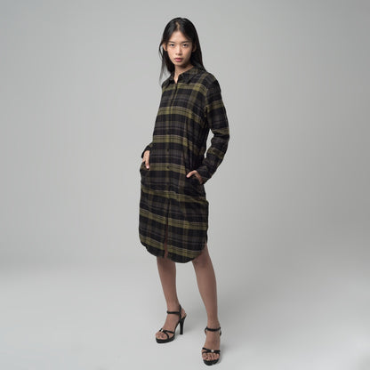 Benhill Kemeja Tunik Flannel Wanita Kotak Hijau 1194-31735