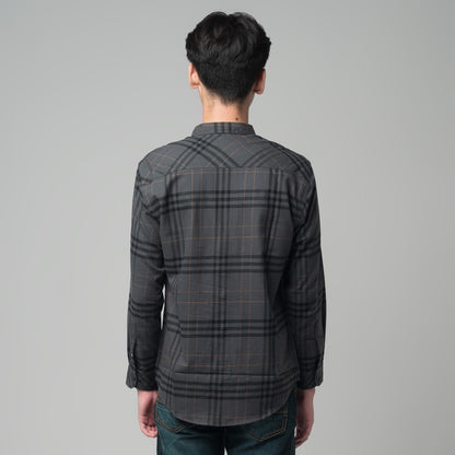 Benhill Kemeja Pria Flannel Lengan Panjang Kotak Abu 29461-11P33