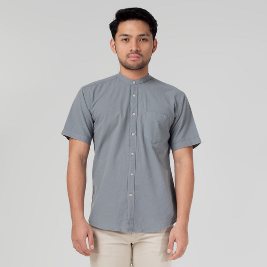Benhill Kemeja Koko Pria Linen Polos Lengan Pendek Grey 50006-16610