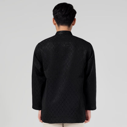 Benhill Kemeja Koko Pria "Tenun Sultan" Cotton Dobby Lengan Panjang Black 29231-32-36209