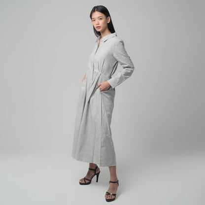 Benhill Gamis Wanita Flannel Lengan Panjang Kotak Putih A168-11930