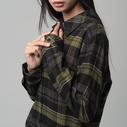 Benhill Kemeja Tunik Flannel Wanita Kotak Hijau 1194-31735