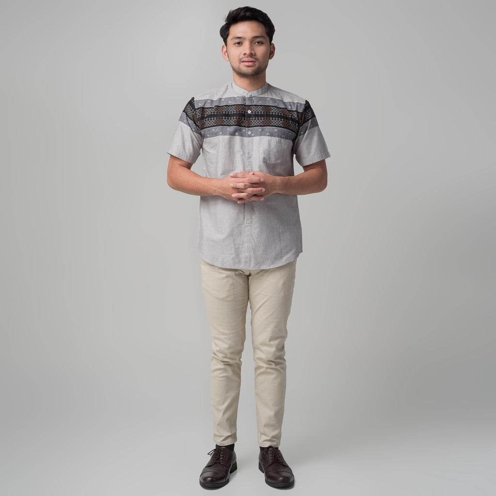 Benhill Kemeja Koko Pria Cotton Printing Lengan Pendek Abu 29819-20-21-46610
