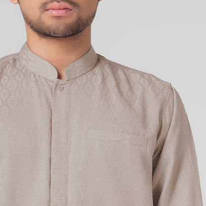 Benhill Kemeja Koko Pria "Tenun Sultan" Cotton Dobby Lengan Panjang Oat 29241-42-36509