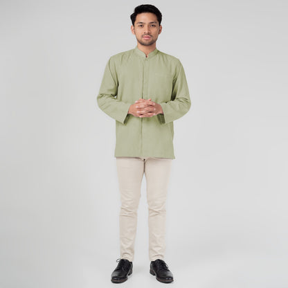 Benhill Kemeja Koko Pria "Tenun Sultan" Cotton Dobby Lengan Panjang Sage Green 29251-52-36709