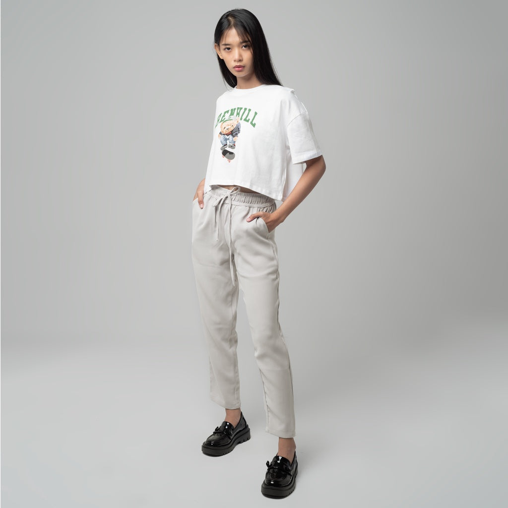 Benhill "Haru" Celana Wanita Tapered Pinggang Karet Grey A144-A145-1960V