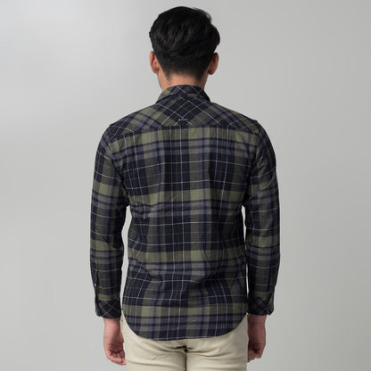 Benhill Kemeja Pria Flannel Lengan Panjang Kotak  Hijau 29288-89-31G33