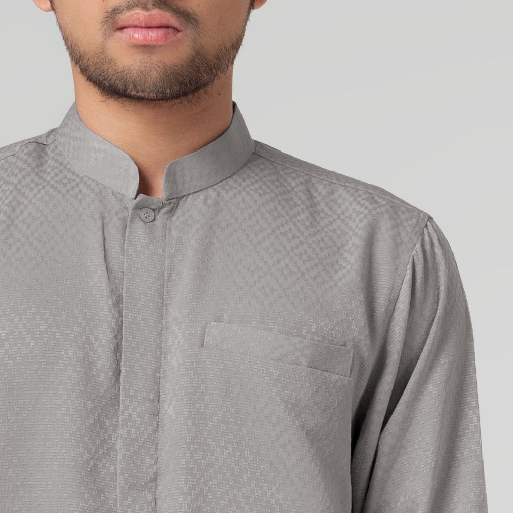 Benhill Kemeja Koko Pria "Tenun Sultan" Cotton Dobby Lengan Panjang Grey 29940-41-36609