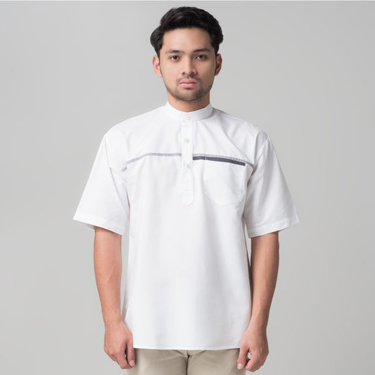 Benhill Kemeja Pria Koko Qurta Lengan Pendek Putih 29951-3211H