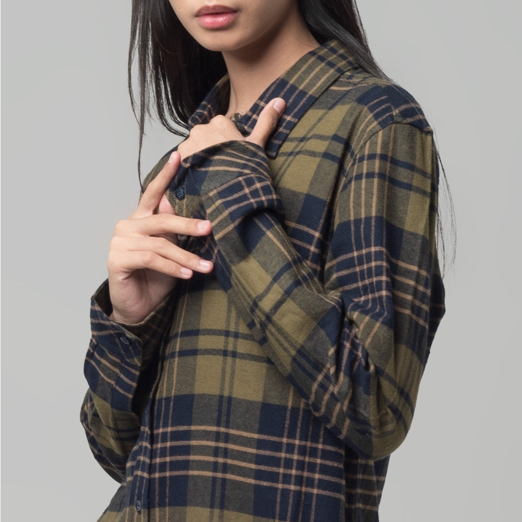 Benhill Kemeja Tunik Flannel Wanita Kotak Hijau 1166-11735