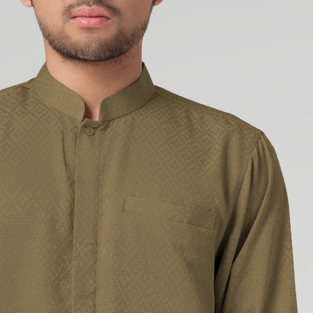 Benhill Kemeja Koko Pria "Tenun Sultan" Cotton Dobby Lengan Panjang Walnut 29928-29-36E09