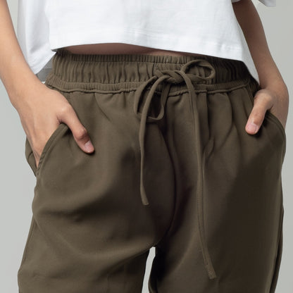 Benhill "Haru" Celana Wanita Tapered Pinggang Karet Olive A142-A143-1950V