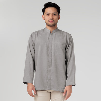 Benhill Kemeja Koko Pria "Tenun Sultan" Cotton Dobby Lengan Panjang Grey 29940-41-36609
