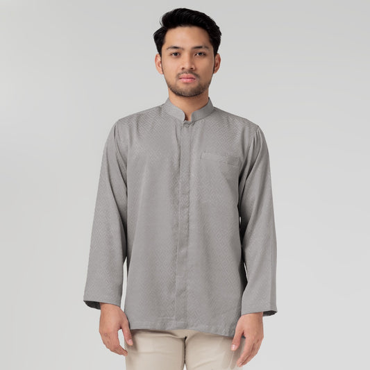 Benhill Kemeja Koko Pria "Tenun Sultan" Cotton Dobby Lengan Panjang Grey 29940-41-36609