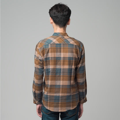 Benhill Kemeja Pria Flannel Lengan Panjang Kotak  Coklat 28931-11533
