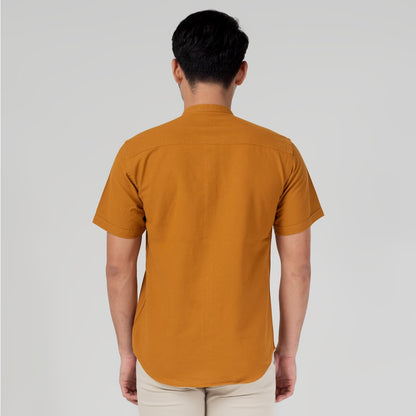 Benhill Kemeja Koko Pria Linen Polos Lengan Pendek Mustard 28150-16D10