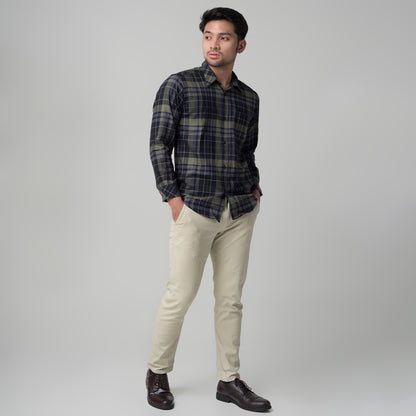 Benhill Kemeja Pria Flannel Lengan Panjang Kotak  Hijau 29288-89-31G33
