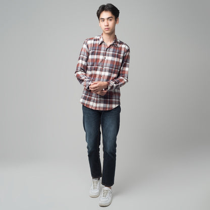 Benhill Kemeja Pria Flannel Lengan Panjang Kotak Maroon 25291-11533