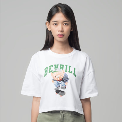 Benhill T-shirt Crop Top Oversized White 612-29186