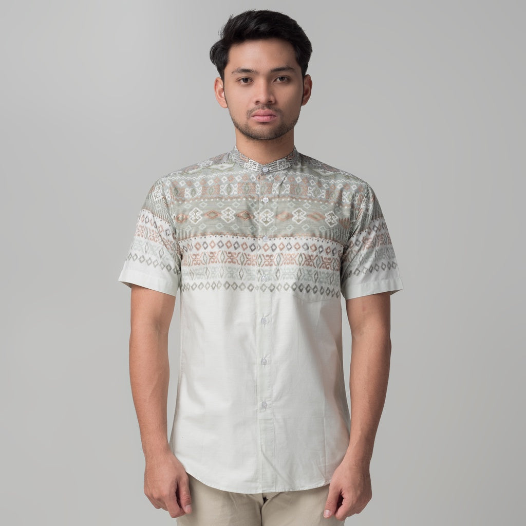 Benhill Kemeja Koko Pria Cotton Printing Lengan Pendek Dusty Green 29814-46710