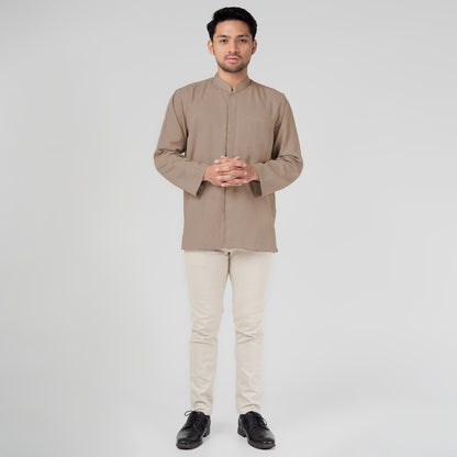 Benhill Kemeja Koko Pria "Tenun Sultan" Cotton Dobby Lengan Panjang Mocca 29239-40-36509